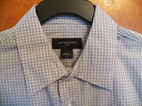 MEN'S SMALL - GRAY Modern Fit Long Sleeve Button Down Shirt Attention - NWT - Picture 2 of 5