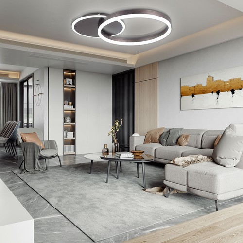 Modern Flush Mount LED Ceiling Light Chandelier Lamp Fixture +Remote Bedroom - Picture 9 of 10