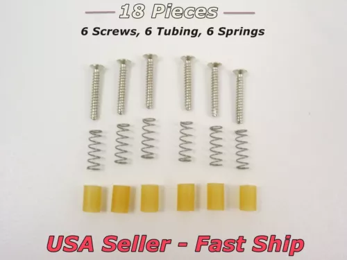 SSS Single Coil Pickup Mounting Screws Tubing & Springs 6 each for Stratocaster
