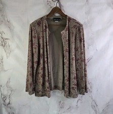 Alex Evenings Jacket Women Large Pink Tan Glitter Sparkle Shimmer Metallic