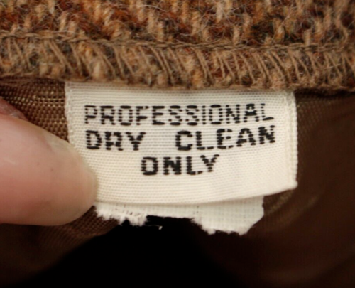 VTG Women's 70s Sz Large 2 Pc Brown Wool Tweed Jacket & Skirt Suit Set 1970s - Picture 11 of 15