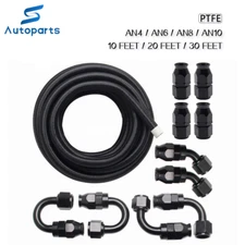 10FT 20FT 30FT PTFE  4AN 6AN 8AN 10AN Fuel Line Kit E85 Nylon Braided Fuel Hose 