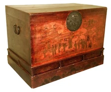 Antique Chinese Red Lacquer Trunk (2647), Circa 1800-1849