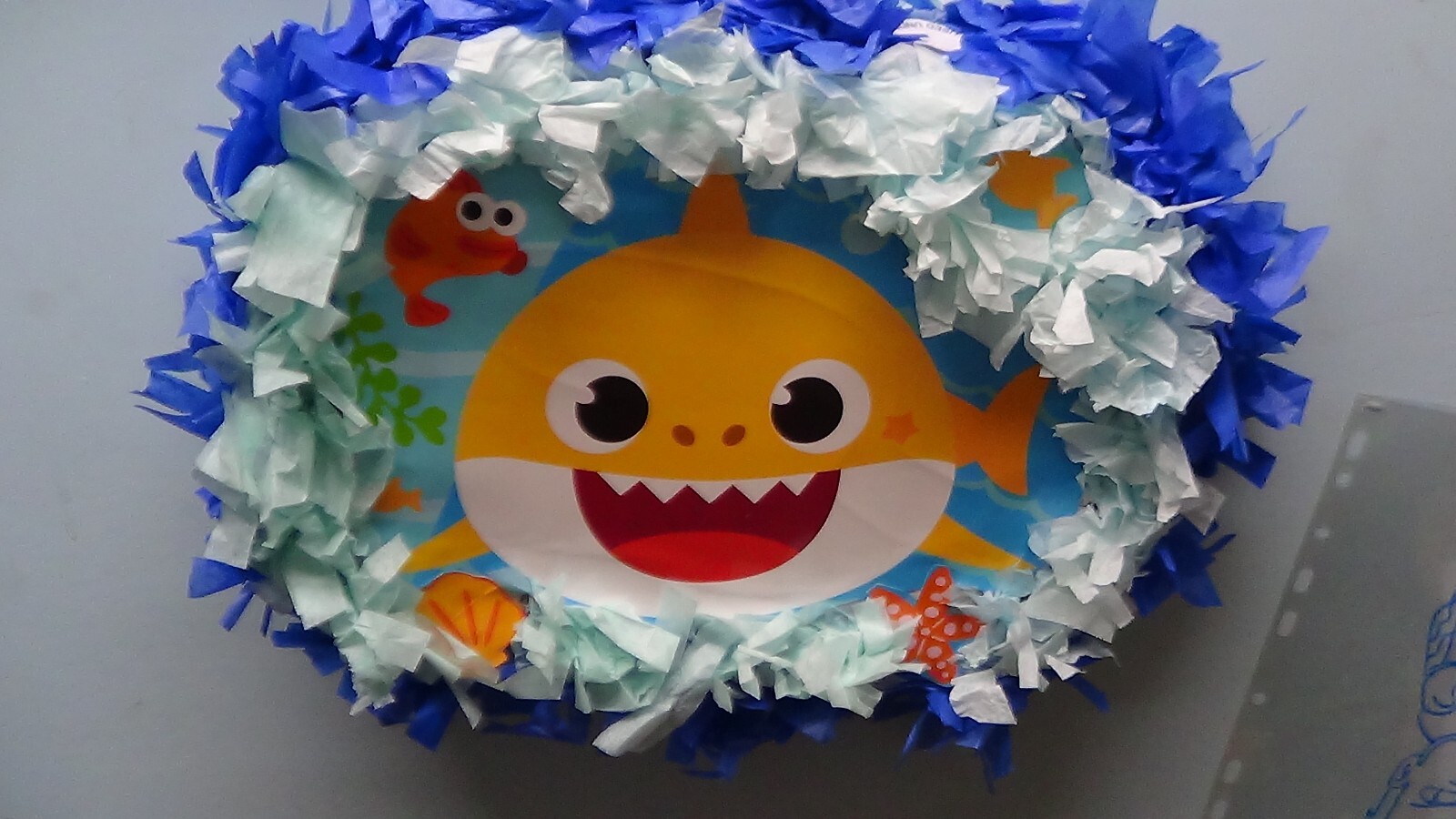 Shark Pinata Tutorial Baby Shark Characters Pinata Birthday Party Piñata, New (No Pull String)