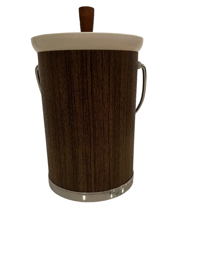 Cubo de hielo MCM vintage de nogal Kromex con cromo años 60 bar de cócteles mediados de siglo Foto 2 de 4