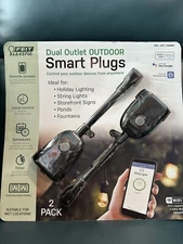 Feit Outdoor Smart Wi-Fi Plug 2-Pack – Dual Outlet Smart Plug – Works w/ Alexa G