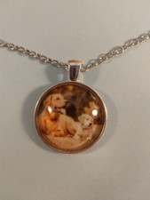 Golden Retriever and Puppy pendant on 20 inch Silver necklace 248998