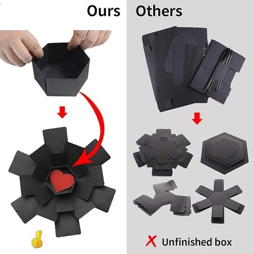 explosion diy gift box, decorative, base color black, stickers, cut out shapes. - Picture 4 of 5