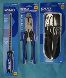 NEW Kobalt 9in Lineman Pliers 2564357+Cable Trim-Out 3pc Kit 2564357+7in Jab Saw