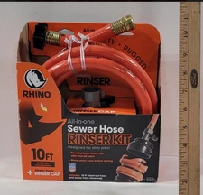 Camco RhinoFlex 10-Ft RV Clean-Out Gray/Black Water Hose with Rinser Cap |