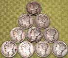 Group of Ten Mercury Dimes