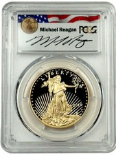 2019 W Gold $50 Reagan Legacy Signed 1 oz Proof American Eagle PCGS PR 69 DCAM 3116.70 per troy oz