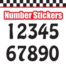 3x 3 Digit Single Number Race Car Stickers Individual Decal Solid Boffo SSi
