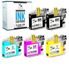 Compatible LC103 Printer Ink Cartridges 5-Pack fits Brother MFC J285DW, J4510DW