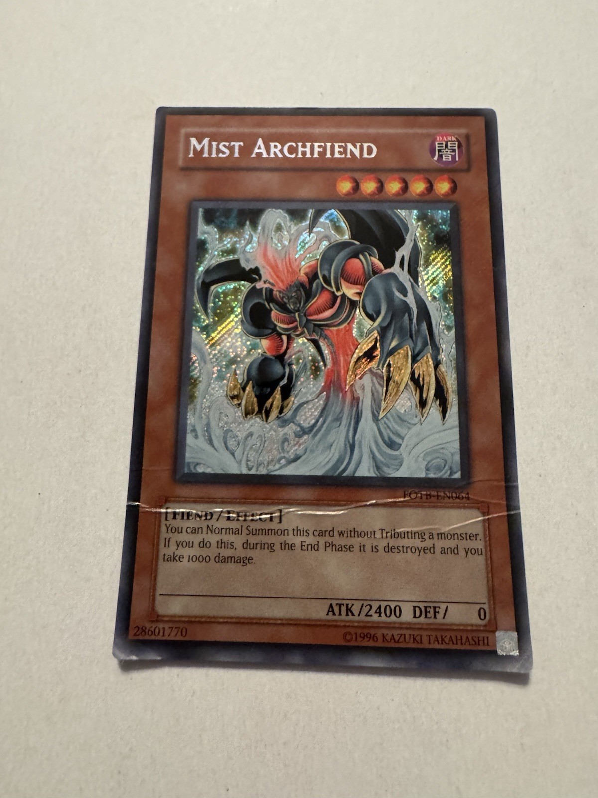 Mist Archfiend FOTB-EN064 YuGiOh Force of the Breaker trading card — raw and PSA graded price guide
