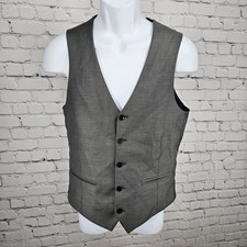 J. Ferrar JF Grey Slim Stretch 5 Button Lined Suit Vest Waistcoat Small S