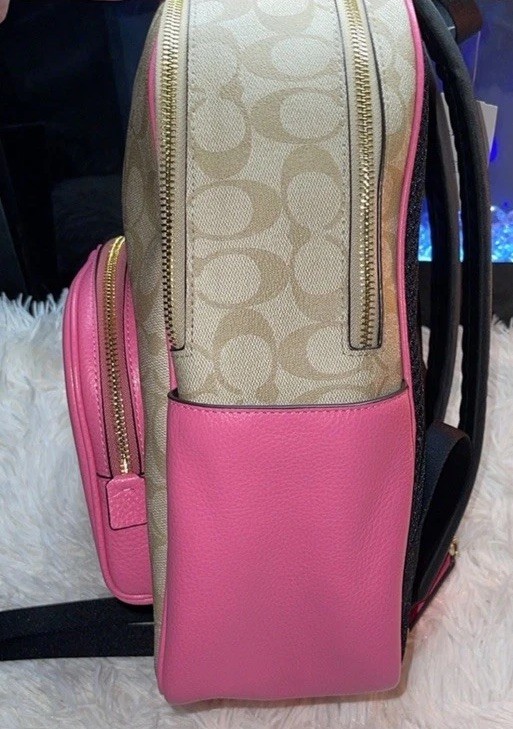 Coach Outline Signature Bille Backpack Light Khaki Light Pink Coach Backpack for Women | TikTok main image 3