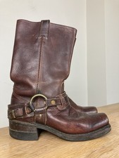 Frye Women’s 12R Belted Harness Boots 6 M USA Made Retired Square Toe