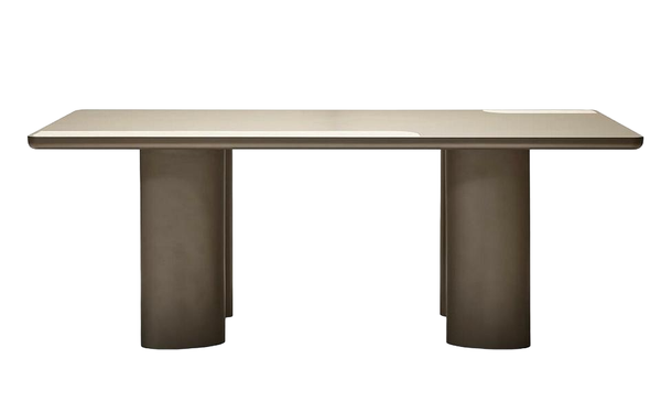 Eleganter Beigefarbener Esstisch Aus Holz In Modernem Design-image