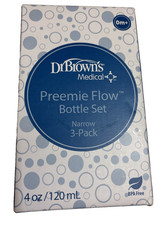 Dr. Brown's Preemie Flow Bottle Set, 4 oz, 3 Pack, Transition Bottles 0m 