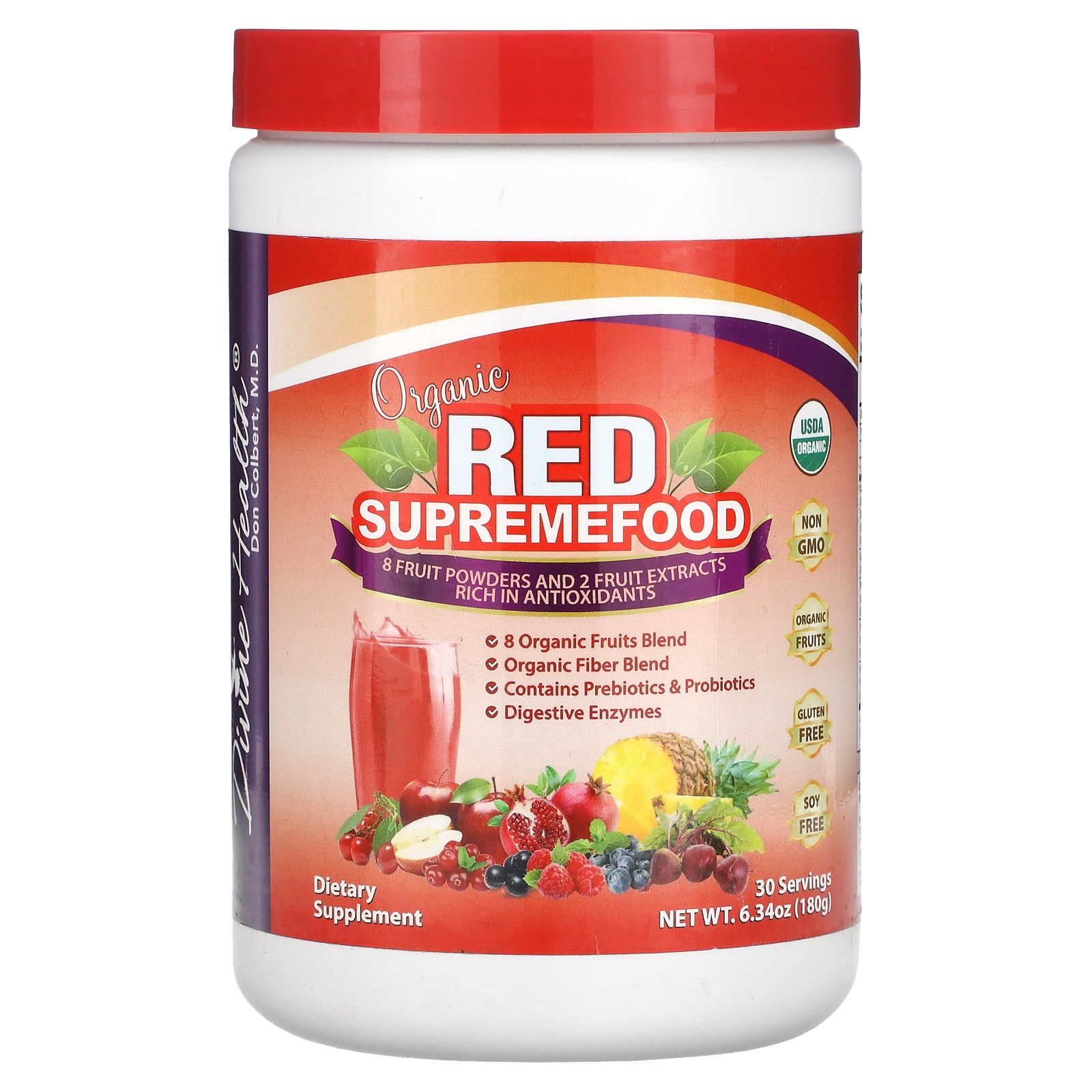 Divine Health Organic Red SupremeFood 6 30 унций 180 г Без молока и глютена