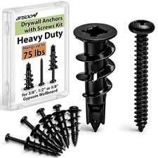 20Pcs 8 Black Metal Self-Drilling Wall Anchors, Hollow Drywall Anchors and Scre