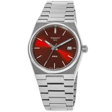 New Tissot PRX Quartz Red Dial Stainless Steel Men's Watch T137.410.11.421.00