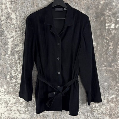 Notations Clothing Co Size L Casual Button Top Black Tie Long Sleeve V Neck