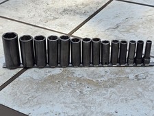 Snap-on 14pc 38 Flank Drive Deep Metric Impact Socket Set 6pt 8-19 21 24mm