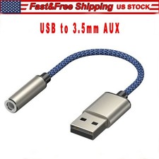 New USB Type A To 3.5mm AUX Female Audio Headphone Jack Cable Adapter