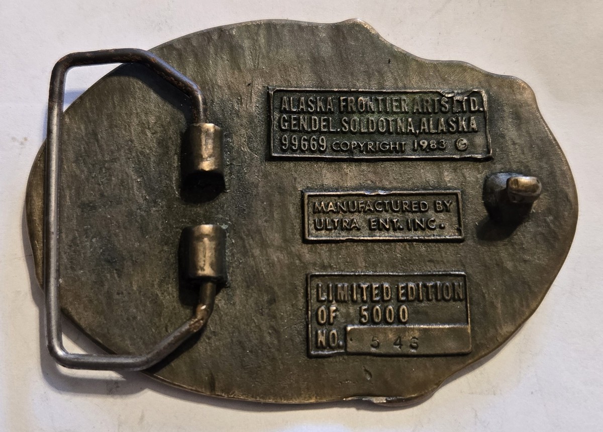 Vtg 1983 Paula Freed Alaska The Great Land Numbered Metal Belt Buckle View 2