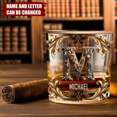 Sip Your Letter Libations - Personalized Whiskey Glass - Fathers Day Gifts