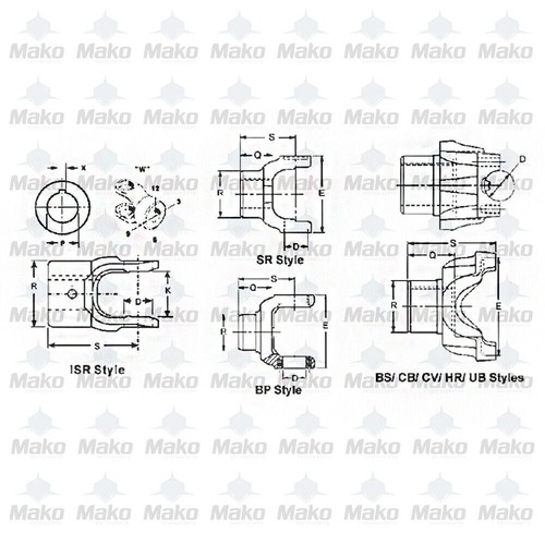 10-4-93 PTO End Yoke 1000 Series Round Bore 1.000 Bore w/0.25 Keyway - Picture 2 of 2
