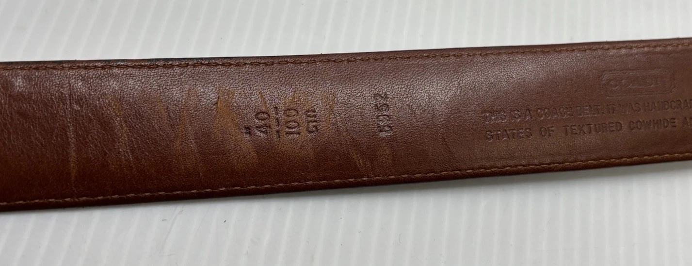 Coach Cintura Uomo Pelle Marrone 5952 Fibbia Oro Abito Accessorio Casual Tg 40