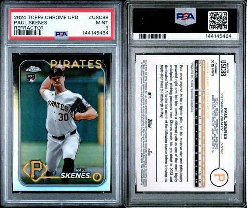 Paul Skenes RC, Refractor #USC88 - 2024 Topps Chrome Update - PSA 9 MINT