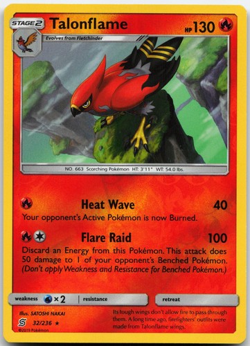 TALONFLAME 32/236 RARE UNIFIED MINDS POKEMON REVERSE HOLO LP