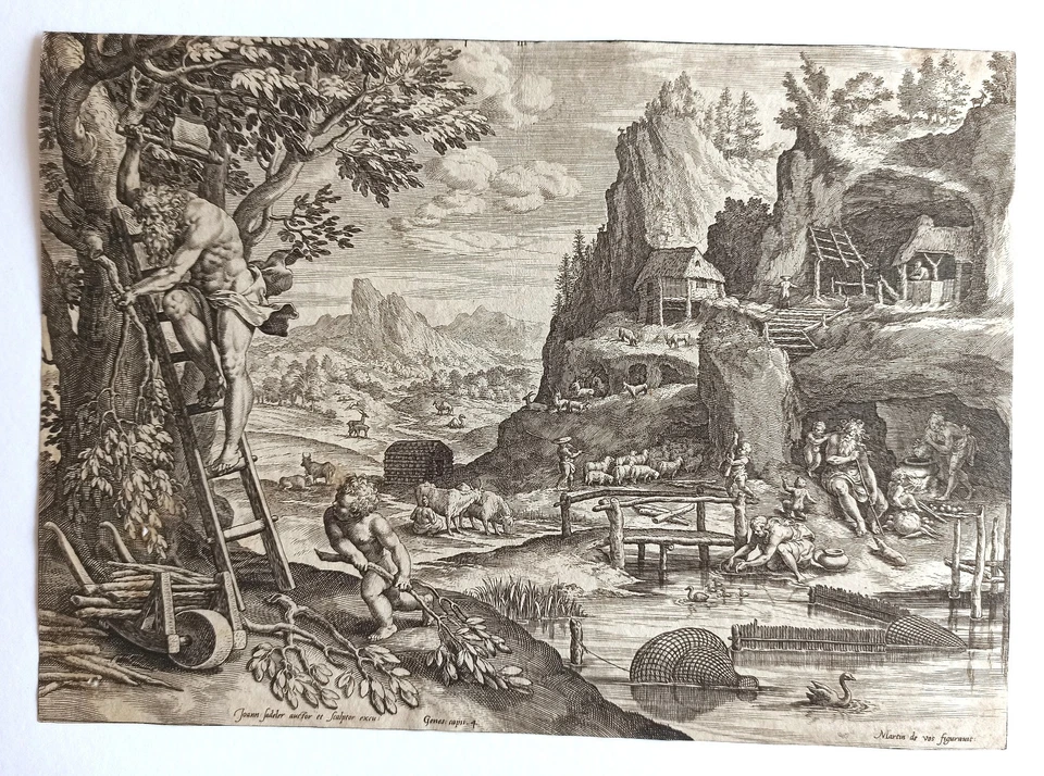 Kupferstich Sadeler Die Geschichte der Familie des Seth 1586