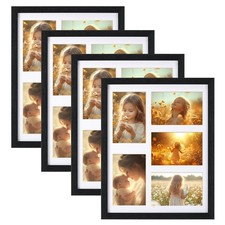 4x6 Collage Picture Frame 5 Openings, 4 Pack Black Wall Frame with Mat for 4x...