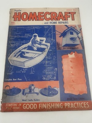 Vintage Popular Homecraft Magazine August 1951 Complete Boat Plans DIY