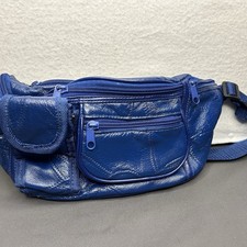 Vintage Patchwork Leather Boho Fanny Pack Blue RARE BeltBag Y2K Pockets Pockets 