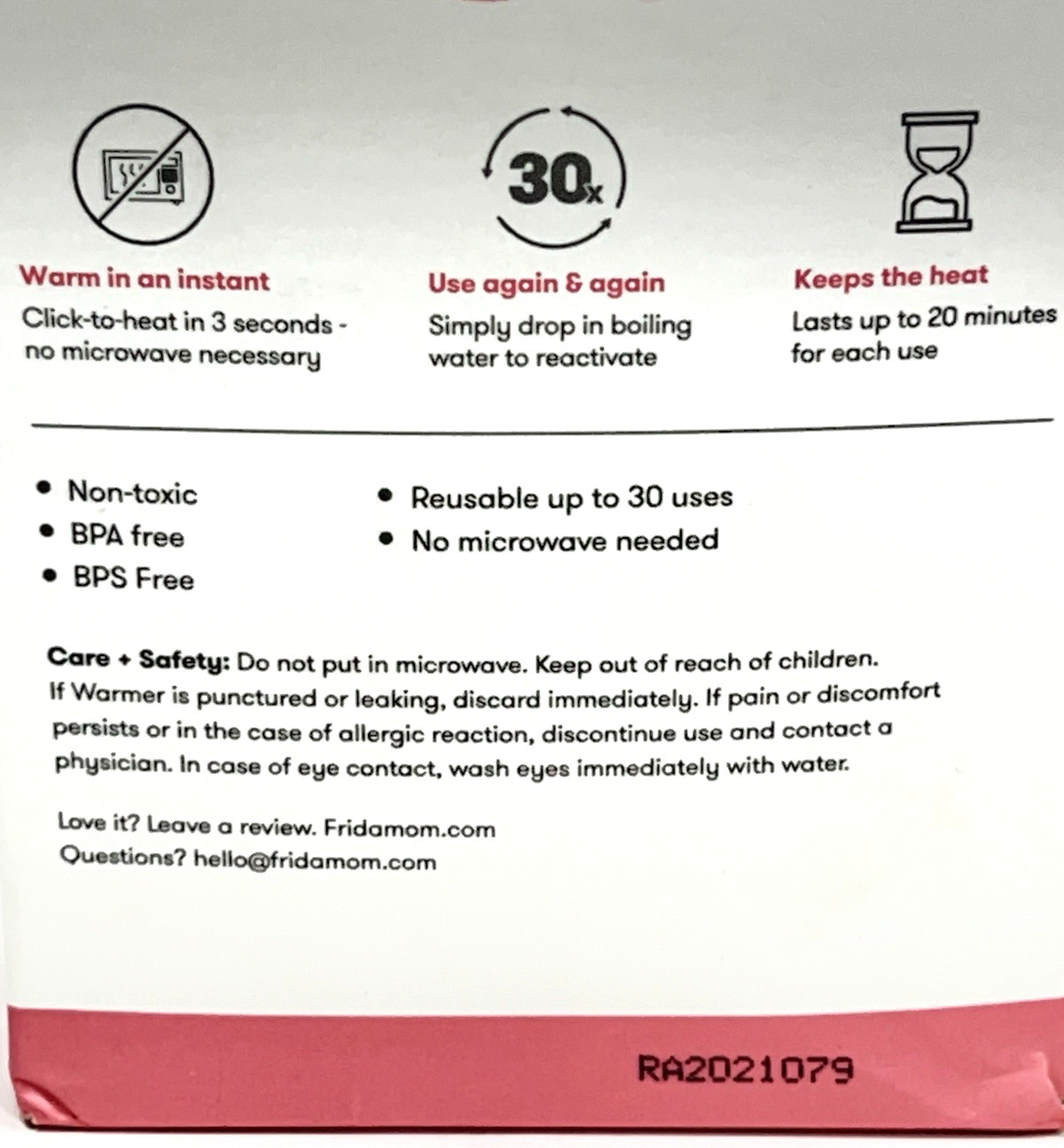 Frida Mom Nursing Pillow Back + Belly Warmers Reusable Click-to-Heat Relief