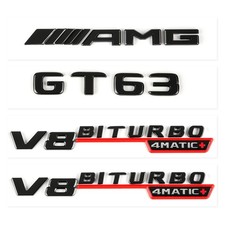GT63 V8BITURBO4matic+ Rot Schriftzug Emblem Set f&uuml;r Mercedes Benz GT AMG