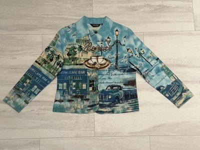 Take Two Clothing PS Paris Cafe Art To Wear AOP Jacket Sequence Beaded NWOT