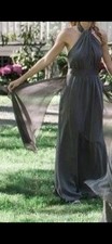 David’s Bridal Vera Wang Long  Chiff Halter Charcoal Size 4, Bridesmaids Dress