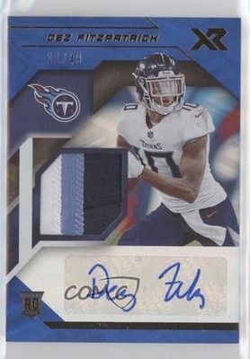 2021 Panini XR Rookie Swatch Blue /49 Dez Fitzpatrick #RSA-DFI Auto RC 0c6