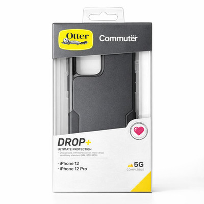OtterBox Commuter Series Case iPhone 12 or 12 Pro :Black DROP+ Shockproof Slim