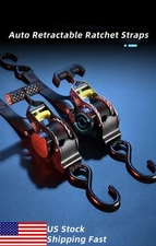 Cargo Strap Ratchet Tie Down Straps Auto Retractable Ratchet Straps with S Hook