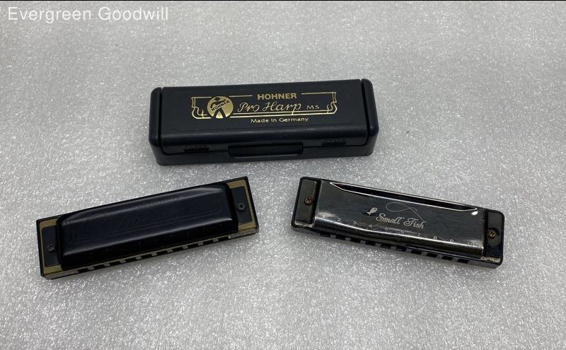 Lot of 2 Harmonicas - M. Hohner Pro Harp MS, Small Fish