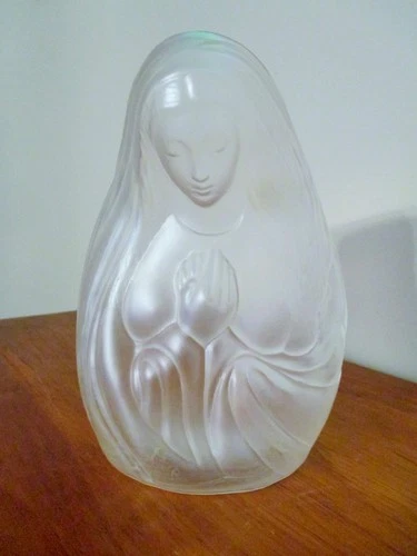 Vintage Fenton Satin Glass Madonna Prayer Candle Light Vase