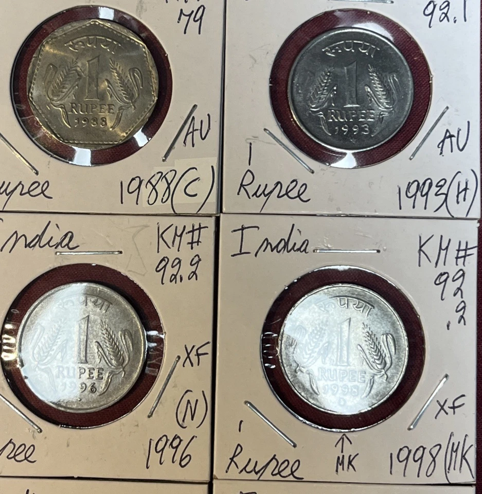 India 1/4, 1, 2 & 5 Rupees 1951 - 2015 XF - BU Condition 19 coin lot - Image 4 of 4